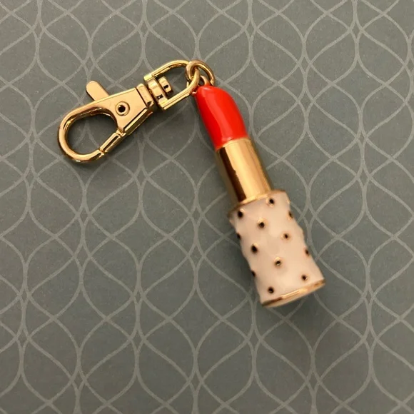 Kate Spade x Target Red and Gold Lipstick Keychain/Bag charm NWOT - Picture 8 of 8